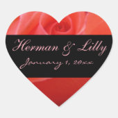 Personalisierte Hochzeit in Rosa Herz-Aufkleber (Vorderseite)