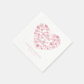 Personalisierte Hochzeit in Rosa Herz und Blume Serviette (Ecke)