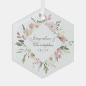 Personalisierte Hochzeit in Rosa Ornament Aus Glas (Vorderseite)