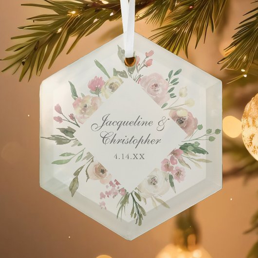 Personalisierte Hochzeit in Rosa Ornament Aus Glas