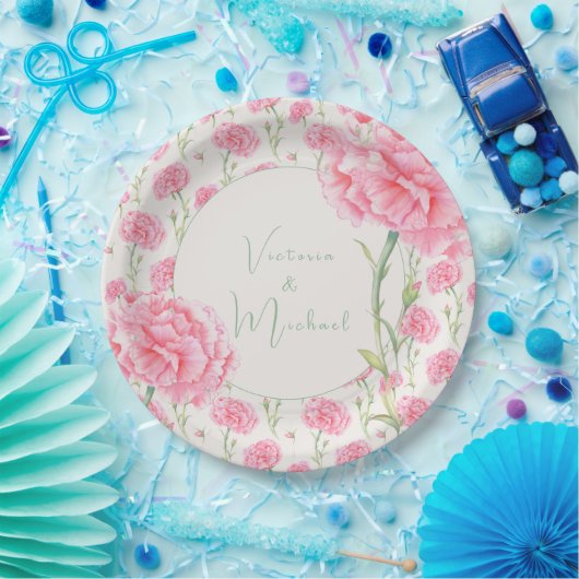 Personalisierte Hochzeit in Rosa Pappteller (Party)