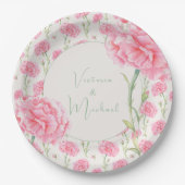 Personalisierte Hochzeit in Rosa Pappteller (Vorderseite)