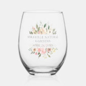 Personalisierte Hochzeit in Rosa Weinglas Ohne Stiel (Rückseite)