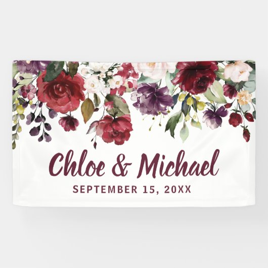 Personalisierte Hochzeit in Rot und Rosa Banner (Horizontal)