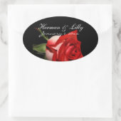 Personalisierte Hochzeit in Rot und Weiß Ovaler Aufkleber (Tasche)