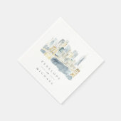 Personalisierte Hochzeit in Watercolor New York Serviette (Ecke)