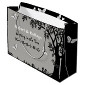 Personalisierte Hochzeit/Jubiläum Romantik Große Geschenktüte (Rückseite Schrägansicht)