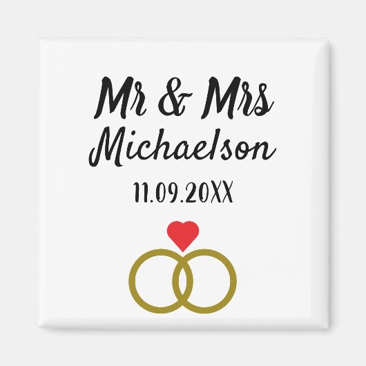 Personalisierte Hochzeit Magnet (Vorne)