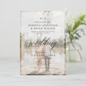 Personalisierte Hochzeit mit 2 Fotos Chic Calligra Einladung (Stehend Vorderseite)