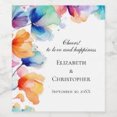 Personalisierte Hochzeit mit blühenden Wasserfarbe Weinetikett (Einzelnes Label)