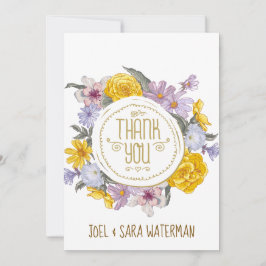 Personalisierte Hochzeit mit Blumenkranz Dankeskarte