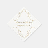Personalisierte Hochzeit mit dunklem Gold Swirl Serviette (Ecke)
