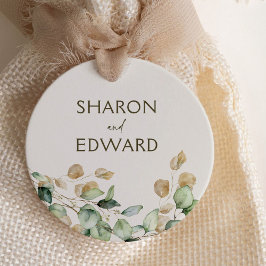 Personalisierte Hochzeit mit Eukalyptus Geschenkanhänger