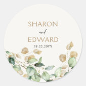 Personalisierte Hochzeit mit Eukalyptus Runder Aufkleber (Vorderseite)