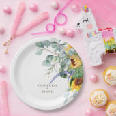 Personalisierte Hochzeit mit gelber Blüte Pappteller (Party)