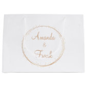 Personalisierte Hochzeit mit Gold Sparkle Große Geschenktüte (Vorderseite)