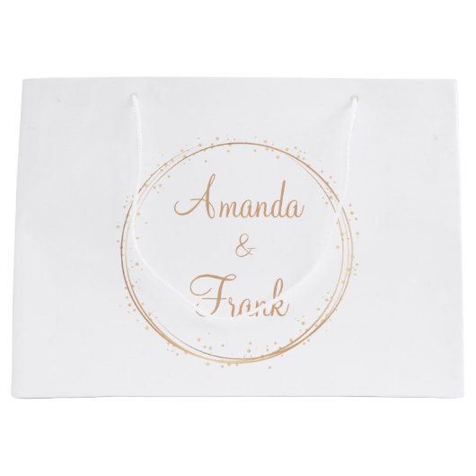 Personalisierte Hochzeit mit Gold Sparkle Große Geschenktüte (Vorderseite)
