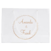 Personalisierte Hochzeit mit Gold Sparkle Große Geschenktüte (Rückseite)