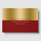Personalisierte Hochzeit mit Gold und Rot Gästebuch (Vorderseite)