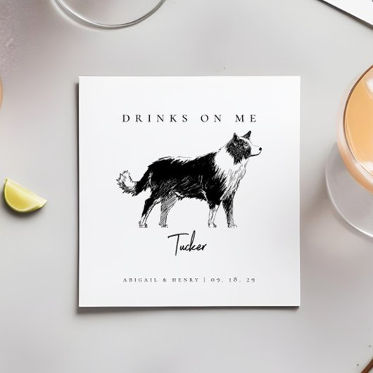 Personalisierte Hochzeit mit Hunden-Sketch-Drinks Serviette