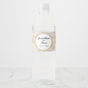 Personalisierte Hochzeit mit Jute und Spitze Wasserflaschenetikett