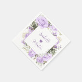 Personalisierte Hochzeit mit lila und weißer Blüte Serviette (Ecke)