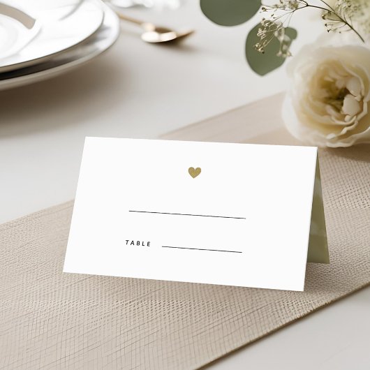 Personalisierte Hochzeit mit modernem Goldherz Platzkarte