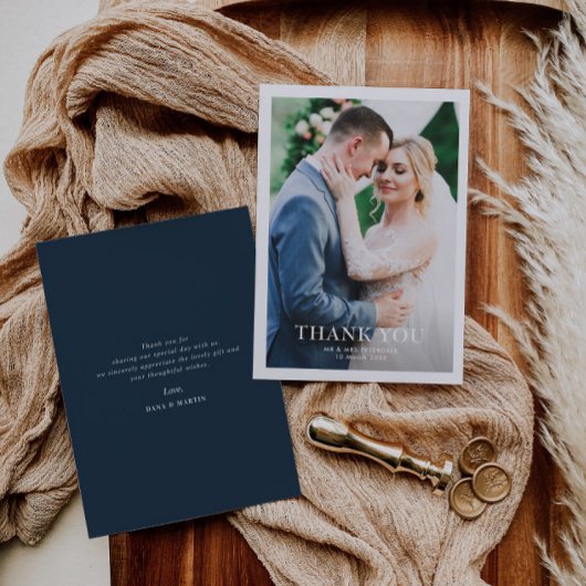 personalisierte Hochzeit mit moderner weißer Grenz Dankeskarte