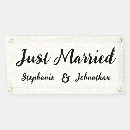 Personalisierte Hochzeit mit nur verheiratetem Aut Banner (Horizontal)