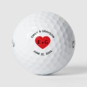 Personalisierte Hochzeit mit Red Heart Couple Init Golfball (Vorderseite)