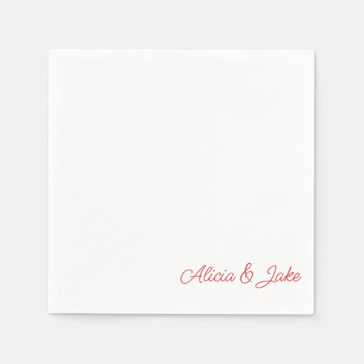 Personalisierte Hochzeit mit Red Script-Namen Serviette (Vorderseite)