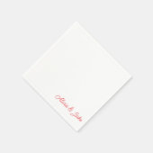 Personalisierte Hochzeit mit Red Script-Namen Serviette (Ecke)