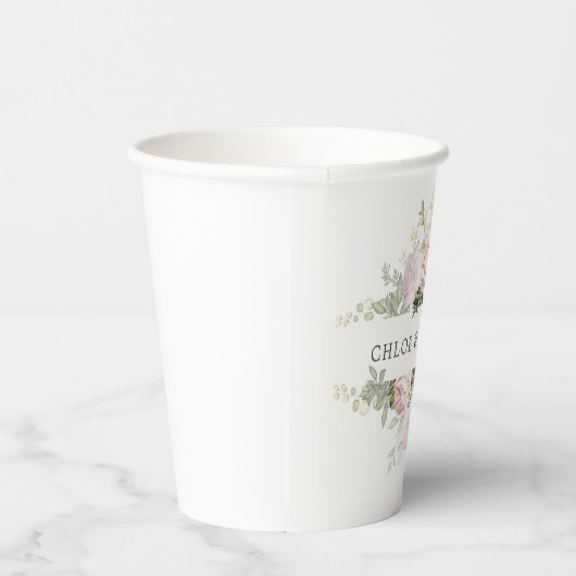 Personalisierte Hochzeit mit rosa Rustikal Pappbecher (Rechts)