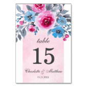 Personalisierte Hochzeit mit rosa Wasserfarbe Tischnummer (Rückseite)