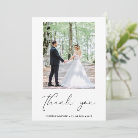 Personalisierte Hochzeit mit schönem Skript - Dank Dankeskarte (Stehend Vorderseite)