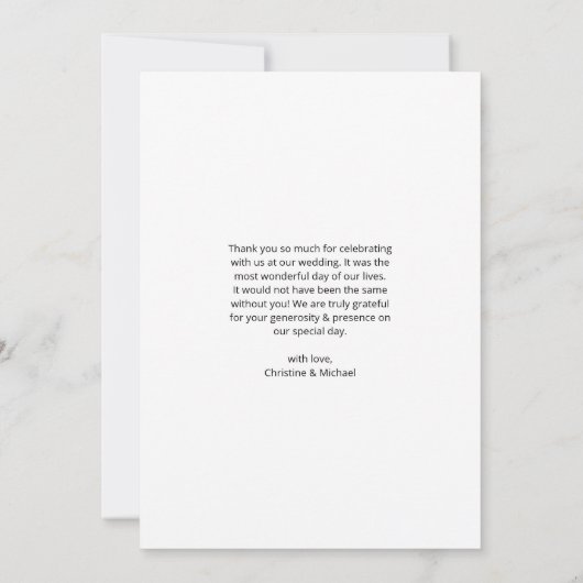Personalisierte Hochzeit mit schönem Skript - Dank Dankeskarte (Rückseite)