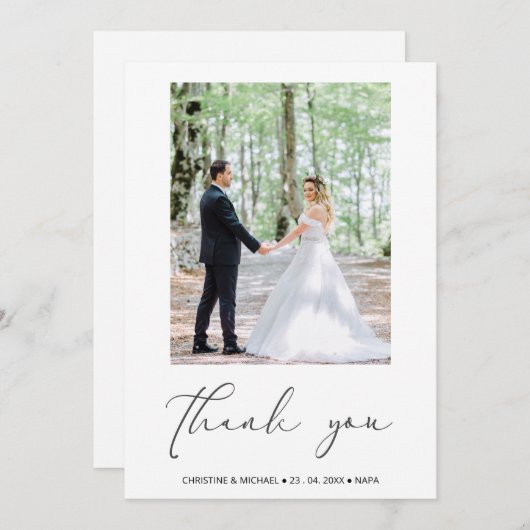 Personalisierte Hochzeit mit schönem Skript - Dank Dankeskarte (Vorne/Hinten)