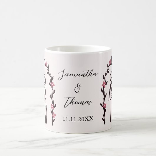 Personalisierte Hochzeit mit Strichmännchen Kaffeetasse (Mittel)