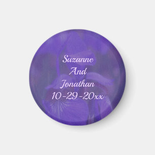 Personalisierte Hochzeit mit violetter Schwertlili Magnet