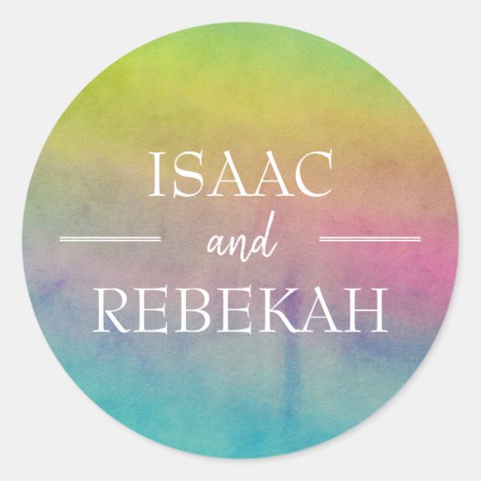 Personalisierte Hochzeit mit Wasserfarbe Runder Aufkleber (Vorderseite)