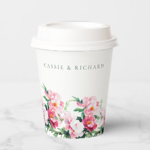 Personalisierte Hochzeit mit Wasserfarben-Blumen P Pappbecher