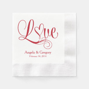 Personalisierte Hochzeit mit weißer Liebe Serviette