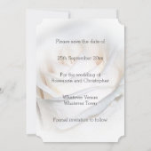 Personalisierte Hochzeit mit weißer Rose retten da Save The Date (Rückseite)