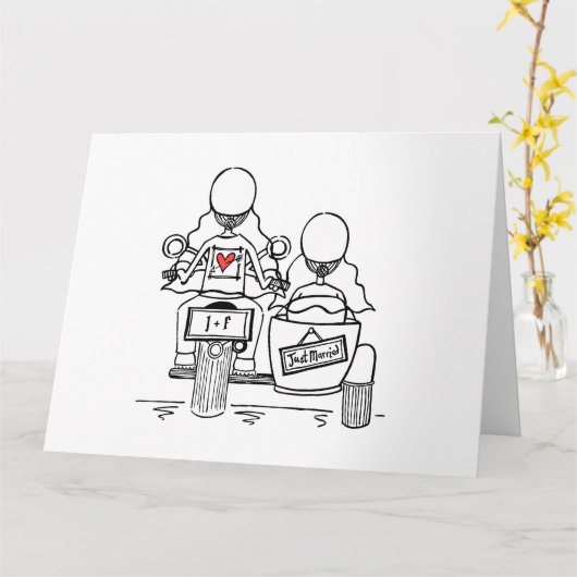 Personalisierte Hochzeit mit zwei Bikern Karte (Gelbe Blume)