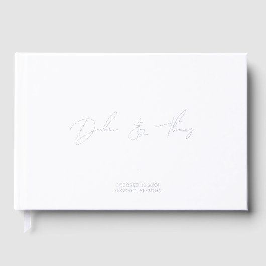 Personalisierte Hochzeit Modern Minimalistisch Wei Gästebuch (Vorderseite)