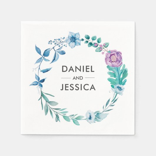 Personalisierte Hochzeit Napkin | Blauviolette Blu Serviette (Vorderseite)