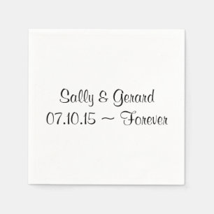 Personalisierte Hochzeit Napkin Schwarzer Rücktext Serviette
