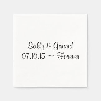Personalisierte Hochzeit Napkin Schwarzer Rücktext Serviette