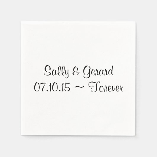 Personalisierte Hochzeit Napkin Schwarzer Rücktext Serviette (Vorderseite)