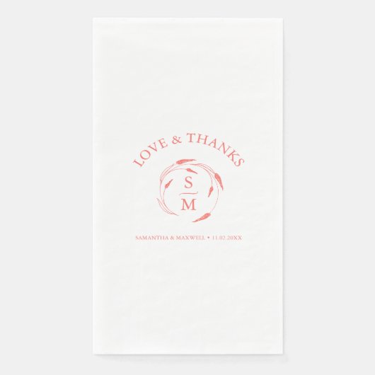 Personalisierte Hochzeit Napkins Mit Monogramm Pea Serviette (Vorderseite)